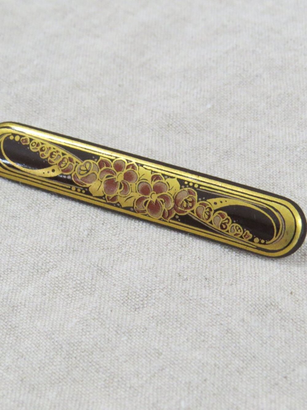 Vintage Michaela Frey Vienna Enamel Bar Brooch Pin – Signed Austrian Jewelry